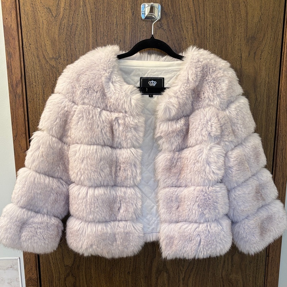 Women's Faux Fur Jacket in white.